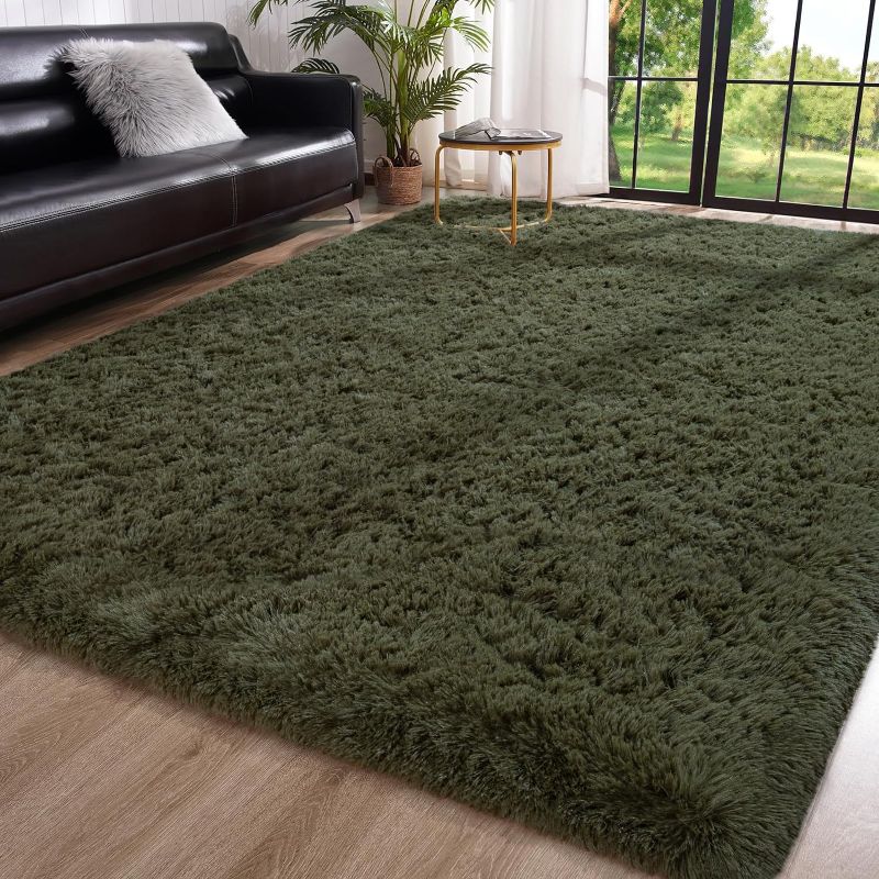 Photo 1 of 
Toneed Fluffy Area Rug for Bedroom Living Room, 4 x 6 Feet Olive Green Shaggy Rug Super Soft Modern Indoor Rug Fuzzy Plush Carpet for Dorm Nursery Kids Room Home Decorative