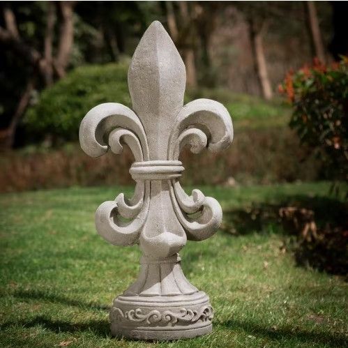 Photo 1 of 27.25 in. H MGO Standing Fleur De Lis Garden Statue