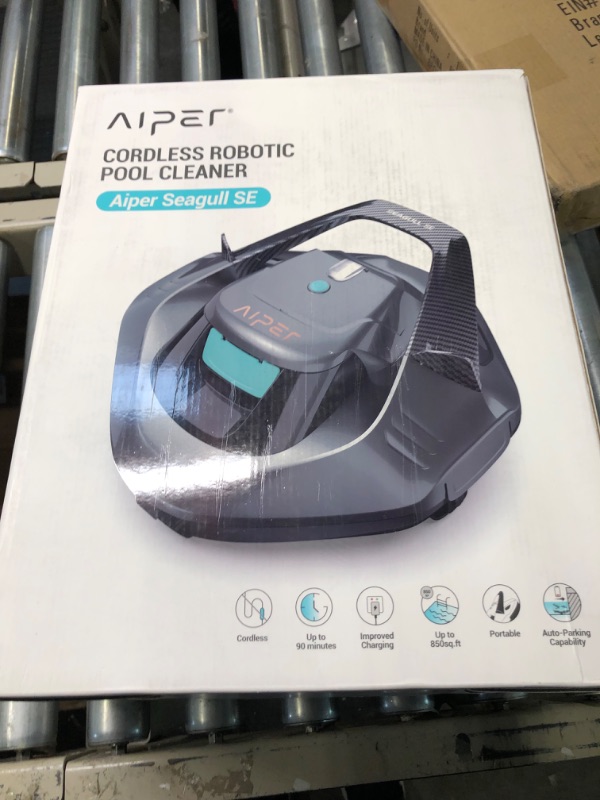 Photo 2 of (2023 Upgrade) AIPER Seagull SE Cordless Robotic Pool Cleaner, Pool Vacuum Lasts 90 Mins, LED Indicator, Self-Parking, Ideal for Above/In-Ground Flat Pools up to 40 Feet - Gray