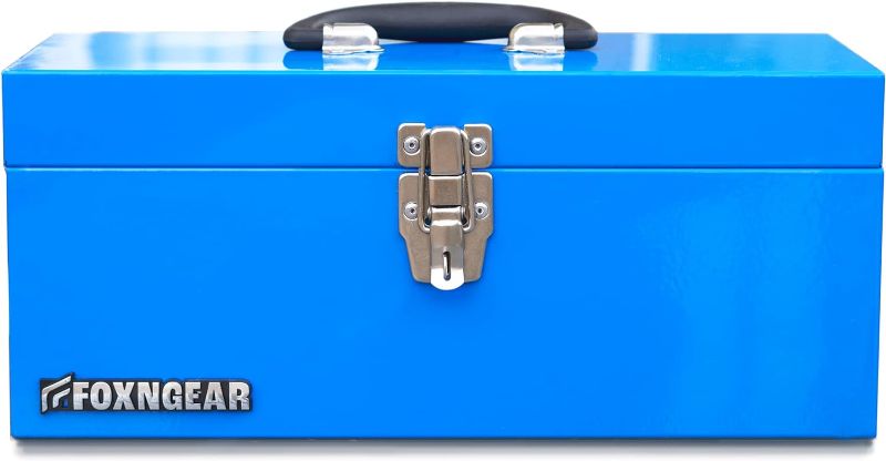 Photo 1 of 16" Portable Steel Heavy-duty Tool Box 18-Gauge with Metal Latch and Handle Blue
