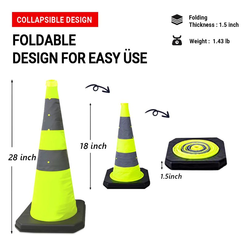 Photo 1 of [2PCS]28 Inch Collapsible Traffic Safety Cones, Multi-Purpose Pop-up Waterproof Traffic Cones with Reflective Collar for Parking lot, Driveway, Driving Training etc. [Yellow]
