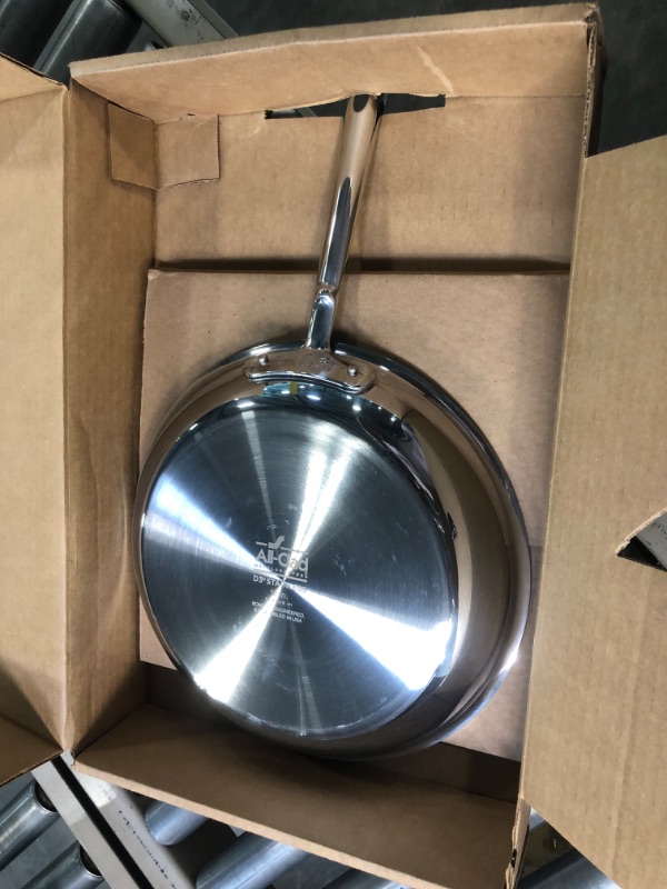 Photo 3 of All-Clad D3 Stainless Cookware, 12-Inch Fry Pan With Lid, Tri-Ply Stainless Steel, Professional Grade, Silver