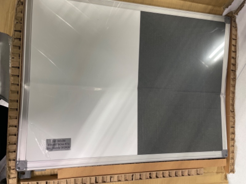 Photo 3 of MAKELLO Combination Magnetic Whiteboard/Grey Felt Bulletin Board Combo for Office Home School, Aluminum Frame, 24x18 in 60X45cm Grey Felt