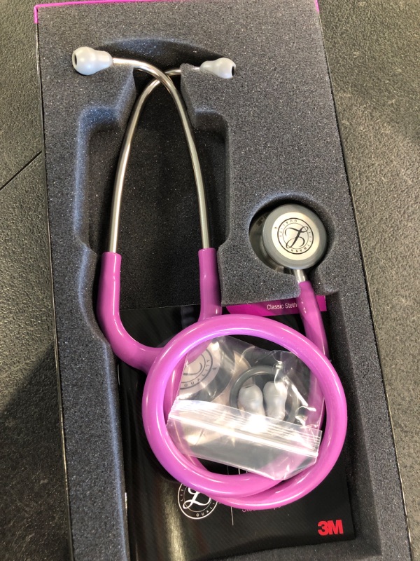 Photo 3 of 3M Littmann Classic III Monitoring Stethoscope, Plum Tube, 27 inch, 5831 Plum Tube Stethoscope