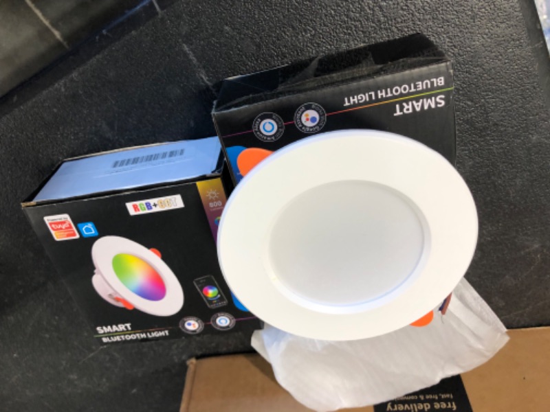 Photo 1 of 2Pack 4.5 Inch 15W Smart APP Ultra Slim Dimmable LED Recessed ceiling Lights,RGBW DIY Scenes Million Color Changing Tunable Modes,Timer,memory function LED Down light Compatible Alexa & Google