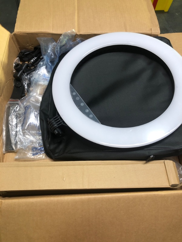 Photo 2 of 18 inch RGB LED Ring Light Kit AMAZKER with Stand and Phone iPad Holder 25 Color Modes 3000-6000K Dimmable 10 Brightness Level Up to 5000 Lux Circle Light for Live Stream/Makeup/YouTube/Vlog/Tiktok 18 in RGB Ring Light Kit