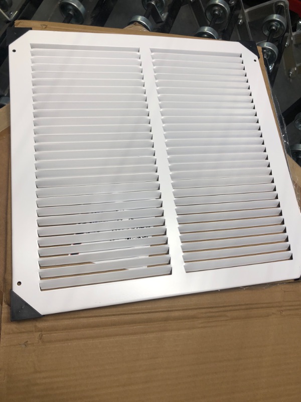 Photo 2 of 12"w X 12"h Steel Return Air Grilles - Sidewall and Ceiling - HVAC DUCT COVER - White [Outer Dimensions: 13.75"w X 13.75"h]