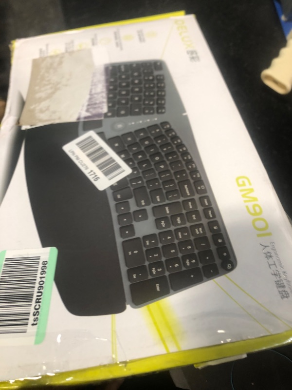 Photo 3 of Wireless Ergonomic Split Keyboard with Cushioned Palm Rest Against Carpal Tunnel, DELUX [Standard Ergo] Keyboard Series, Multi-Device Connection, Compatible with Windows, Mac OS (GM901D-Black)