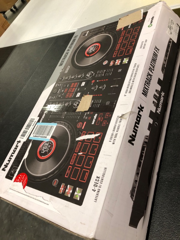 Photo 2 of Numark Mixtrack Platinum FX - DJ Controller For Serato DJ with 4 Deck Control, DJ Mixer, Built-in Audio Interface, Jog Wheel Displays and FX Paddles 4 Decks + Jog Wheel Displays DJ Controller Only