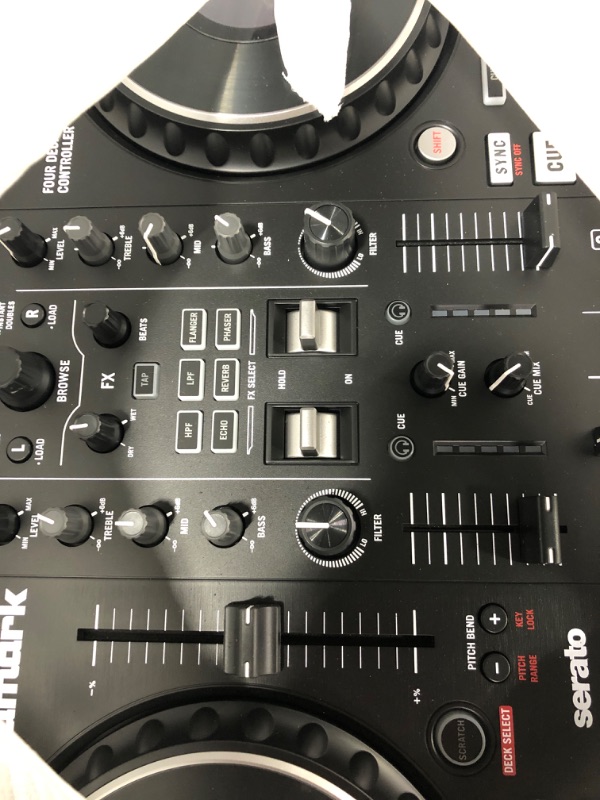 Photo 5 of Numark Mixtrack Platinum FX - DJ Controller For Serato DJ with 4 Deck Control, DJ Mixer, Built-in Audio Interface, Jog Wheel Displays and FX Paddles 4 Decks + Jog Wheel Displays DJ Controller Only