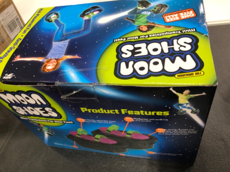 Photo 1 of Moon Shoes Bouncy Shoes, Mini Trampolines For your Feet, One Size, Black, New and improved, Bounce your way to fun, Very durable, No tool assembly, Athletic development, up to 130 lbs