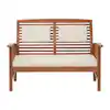 Photo 1 of Lyndon Eucalyptus Wood Outdoor 2-Seat Bench with Cushions, Light Brown (48in W x 28in D x 35in H)
