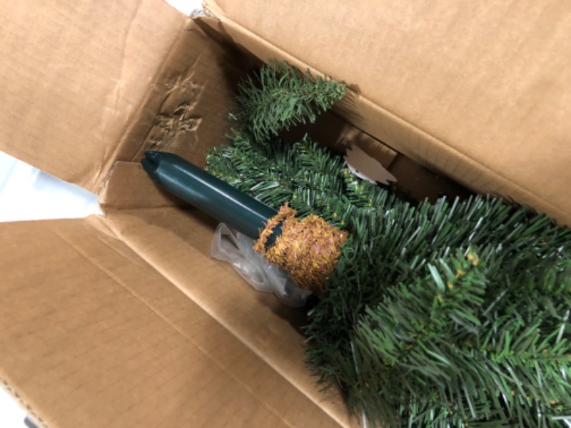 Photo 4 of Vickerman 5.5' Durham Pole Pine Artificial Christmas Tree - Unlit - Faux Christmas Tree - Seasonal Indoor Home Decor - Reliable and Durable - Skinny Christmas Tree Green 5.5 ft
