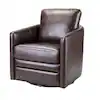 Photo 1 of Rosario Brown Vegan Leather Swivel Accent Chair with Cushion