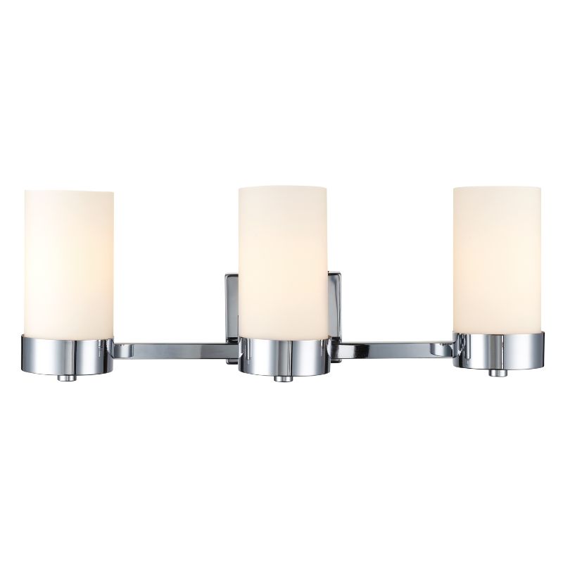 Photo 1 of Globe Electric Marcie 3-Light Chrome Vanity Light with Frosted Glass Shades, 51632
