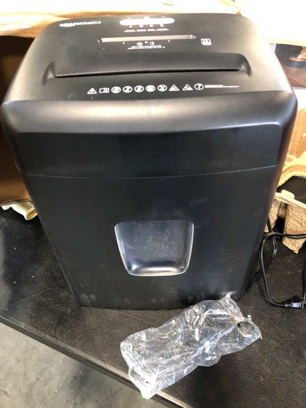 Photo 1 of Amazon Basics 15-Sheet Cross Cut Paper Shredder and Credit Card CD Shredder with 6 Gallon Bin 15 Sheet - new model Shredder