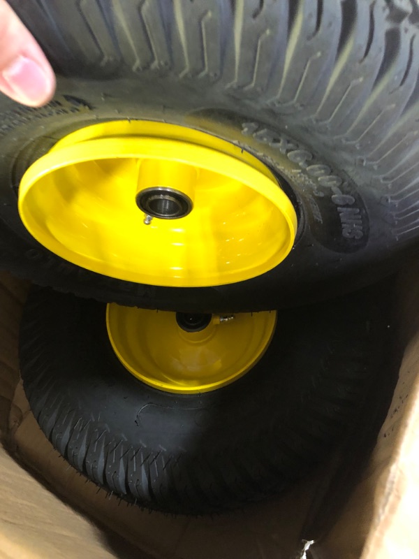 Photo 4 of 15x6.00-6" Front Tire Assembly Replacement for 100 and 300 Series John Deere Riding Mowers - 2 pack