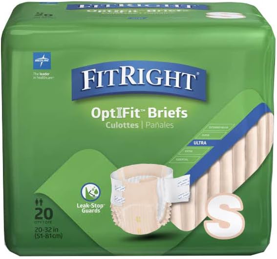 Photo 1 of FitRight OptiFit Ultra Adult Briefs, Incontinence Diapers with Tabs, Heavy Absorbency, Small, 20 to 32", 20 Count
