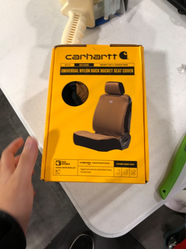 Photo 2 of Carhartt Universal Nylon Duck Canvas Fitted Bucket Seat Covers, Durable Seat Protection with Rain Defender Carhartt Brown