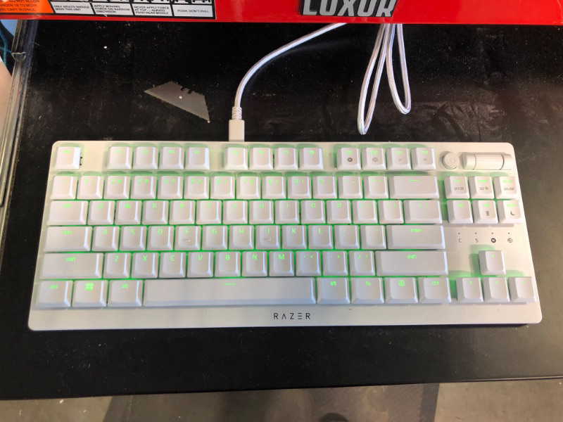 Photo 3 of Razer DeathStalker V2 Pro TKL Wireless Gaming Keyboard: Low-Profile Optical Switches - Linear Red - HyperSpeed Wireless & Bluetooth 5.0 - Up to 200 Hrs - Ultra-Durable Coated Keycaps - RGB - White White V2 Pro TKL Linear Optical Switch