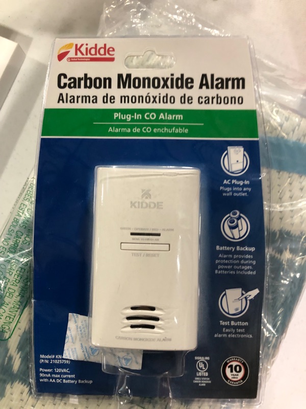 Photo 1 of Kidde KN-COB-DP2 Carbon Monoxide Alarm AC Powered, Plug-In with Battery Backup
