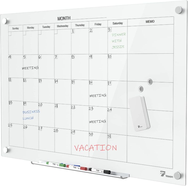 Photo 2 of Premium 24" x 18" Clear Acrylic Dry Erase Wall Calendar | Whiteboard Calendar | Monthly Planner for Home Office | Dry Erase Calendar for Wall | Acrylic Large Wall Calendar | 3 Colors of Standoff Screws Included | Merely Home