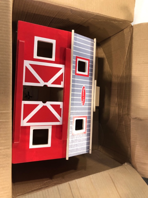 Photo 1 of Melissa & Doug Fold and Go Wooden Barn With 7 Animal Play Figures - Farm Animals Portable Toys For Kids And Toddlers Ages 3+ Set