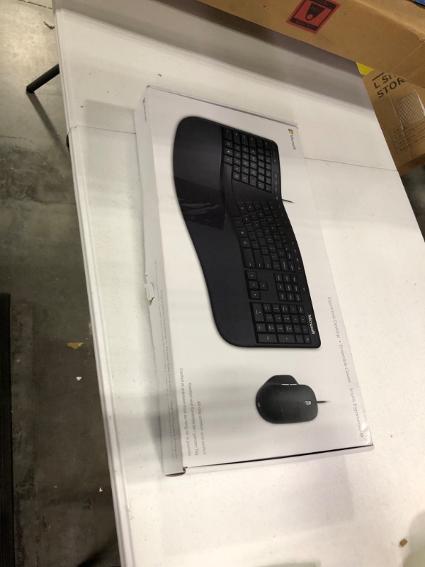 Photo 2 of Microsoft Ergonomic Desktop - Black - Wired, Comfortable, Ergonomic Keyboard and Mouse Combo, with Cushioned Wrist and Palm Support. Split Keyboard. Dedicated Office Key.