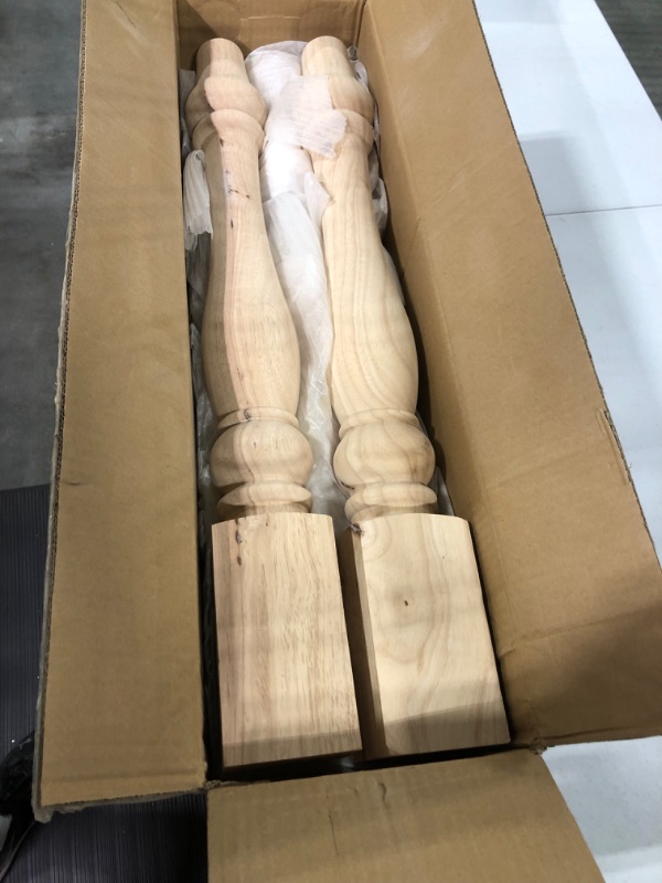 Photo 3 of 29x3.5x3.5inch Chunky Farmhouse Table Legs, La Vane Set of 4 Unfinished Rubber Wood Replacement Table Legs for Bench Coffee Table Dining Table 29"x3.5"x3.5" Unfinished