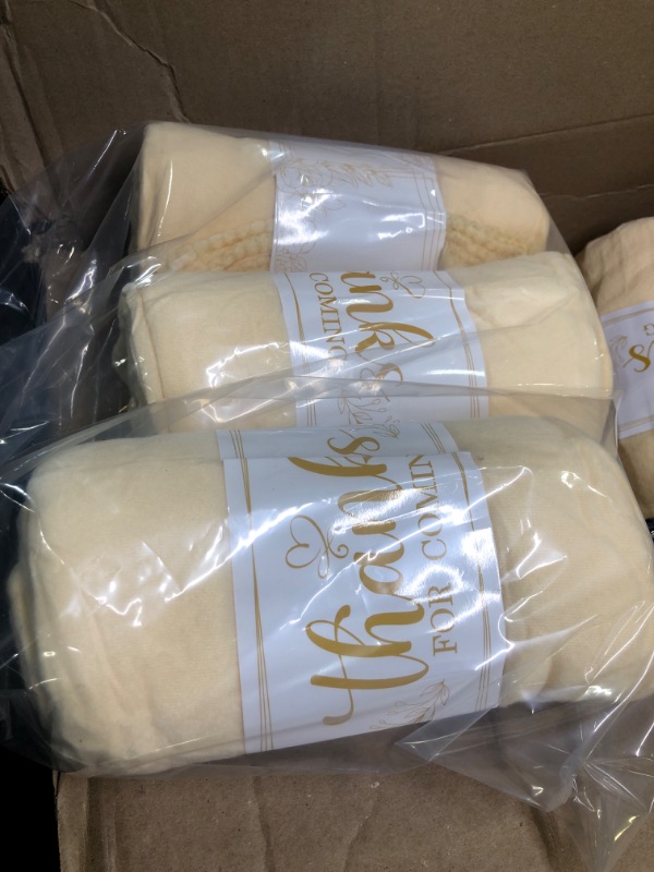 Photo 1 of 3 Pack Fleece Blanket Bulk 50 x 60 Inch Warm Cozy Fleece Blankets Soft Lightweight Fleece Throw Blankets for Bed Couch Sofa Home Office Wedding Gifts Travel Camping Suitable for 4 Seasons (Beige)