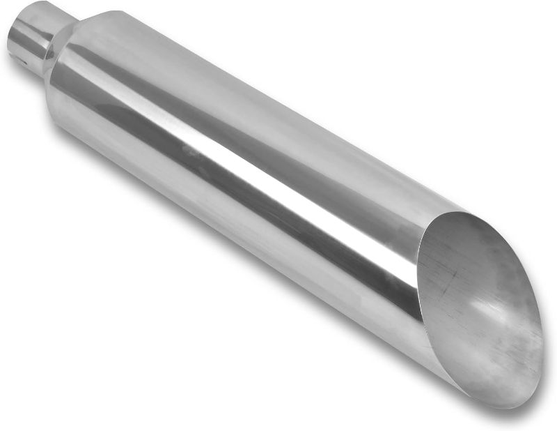 Photo 1 of FGJQEFG 5 Inch Inlet 8 Inch Outlet Polished Stainless Steel Miter Cut Diesel Exhaust Stack Diesel Exhaust Tip(Stack Smokers 5" ID Inlet 36" Long) 5‘’Inlet 8‘’Outlet-Silver