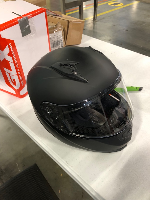 Photo 3 of GLX GX11 Compact Lightweight Full Face Motorcycle Street Bike Helmet with Extra Tinted Visor DOT Approved (Matte Black, Medium) Matte Black Medium