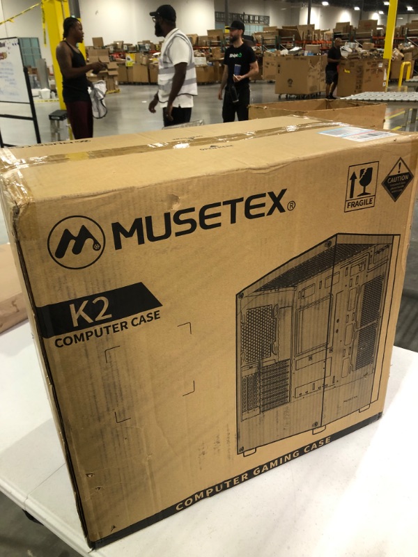 Photo 3 of MUSETEX PC CASE E-ATX Pre-Install 4 PWM ARGB Fans & 2 Side Fans, Type-C Mid Tower Computer Case with Full View Dual Tempered Glass, Gaming PC Case,Black(K2)