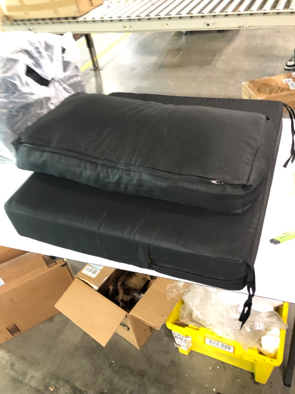 Photo 3 of Arden Selections ProFoam Performance Outdoor Deep Seating Cushion Set 24 x 24, Onyx Black 24 x 24 Firm Deep Seat Cushion Kit Onyx Black
