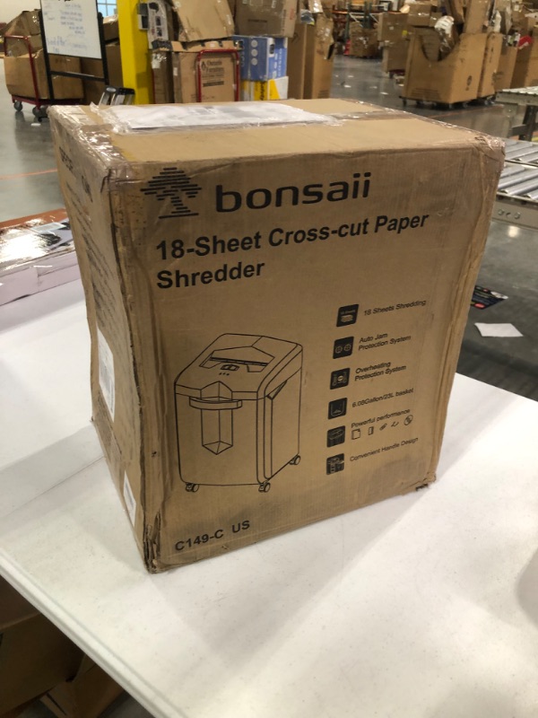 Photo 2 of Bonsaii Paper Shredder, 18-Sheet 60-Minutes Paper Shredder for Office Heavy Duty Cross-Cut Shredder with 6 Gallon Pullout Basket & 4 Casters, Anti-Jam High Security Mail Shredder for Home Use(C149-C) 1 8 Sheet Cross Cut