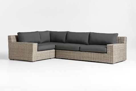 Photo 1 of Abaco Grey Resin Wicker 3-Piece Left-Arm Chair Petite L-Shaped Outdoor Sectional Sofa with Charcoal Sunbrella ® Cushions