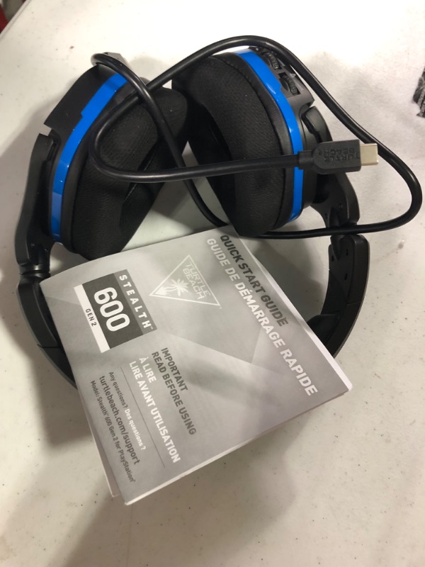 Photo 2 of ***MISSING USB RECEIVER*** Turtle Beach Stealth 600 Gen 2 Wireless Gaming Headset for PlayStation 5, PS4 Pro, PS4 & Nintendo Switch with 50mm Speakers, 15-Hour Battery life, Flip-to-Mute Mic, and Spatial Audio - Black (Renewed) PlayStation Stealth 600 Bla