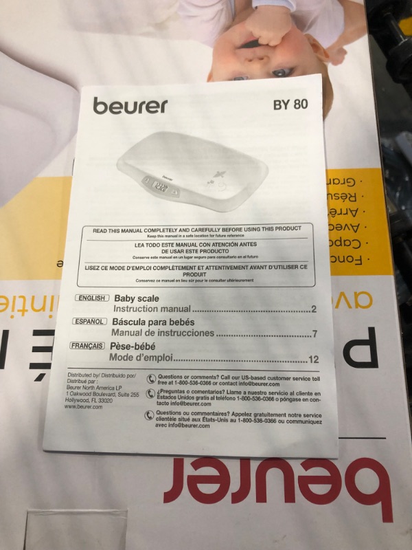 Photo 1 of Beurer BY80 Digital Baby Scale, Infant Scale for Weighing in Pounds, Ounces, or Kilograms up to 44 lbs, Newborn Scale with Hold Function, Pet Scale for Cats and Dogs