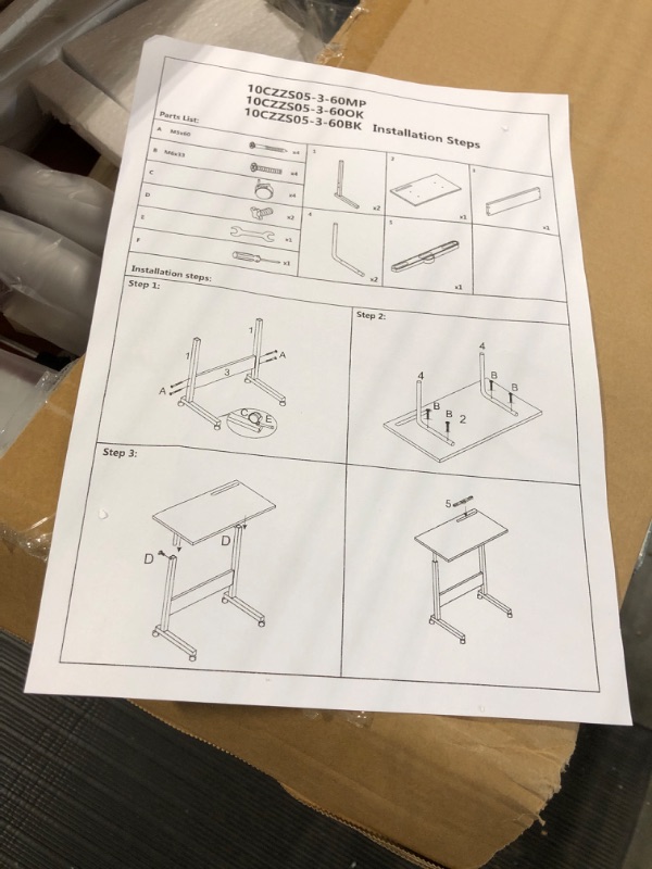 Photo 2 of soges 31.5 Inch Adjustable Mobile Desk Portable Laptop Table Computer Stand Desk Cart Tray, Maple ZS-05-1-80M Maple 31.5 inches