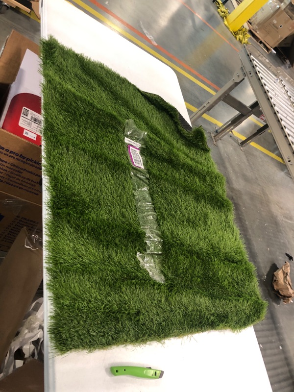 Photo 3 of HEBE Artificial Grass Rug 2.6x3.3 Ft Indoor Outdoor Fake Grass Turf Mat Astro Turf Rugs with Drainage Hole 1.4in High Pile Astroturf Patch Carpet for Dogs Garden Lawn Patio Landscape 2.6'x3.3'