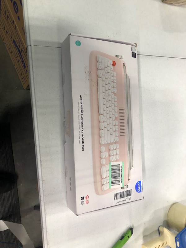 Photo 2 of PolaTab ACTTO Retro Bluetooth Typewriter Keyboard, 84 Keys Wireless Keyboard with Built-in Stand for iPad, Tablet, iPhone, Smart Phone, PC, Connect up to 3 Devices (B305, Baby Pink)