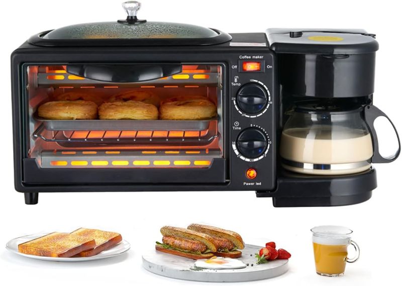 Photo 1 of ***FOR PARTS ONLY***

3 in 1 Breakfast Station, Toaster with Frying Pan, Portable Oven Breakfast Maker with Coffee Machine, Non Stick Die Cast Grill/Griddle for Bread Egg Sandwich Bacon Sausages
