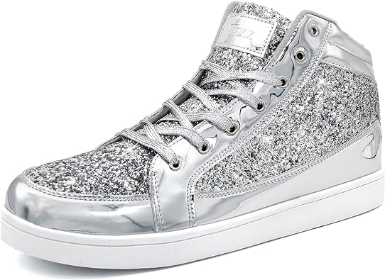 Photo 1 of IGxx Glitter Shoes for Men High Top Flashing Party Casual Lace-up Sneakers Men