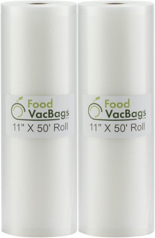 Photo 1 of 2 Rolls 11-Inch-by-50-Foot Vacuum Food Sealer Bags - Compatible with Foodsaver - Embossed Commercial Grade FoodVacBags Make Own Size for Sous Vide or Storage
