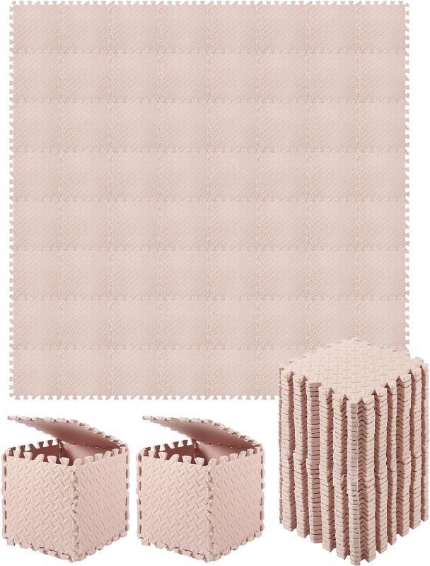 Photo 1 of 64pcs babyShihanee 64 Pcs Foam Floor Baby Tiles Foam Floor Mats Play Mats Bulk with Borders Interlocking for Kids Baby Playroom Nursery Gym (Beige)
