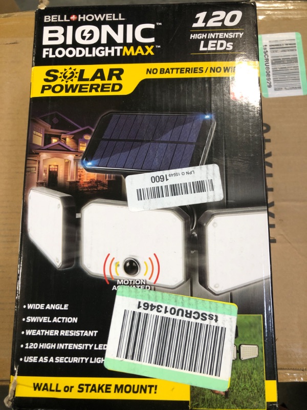 Photo 2 of Bell+Howell Bionic Flood Light Max, 500 Lumen LED Solar Lights Outdoor Waterproof, Solar Flood Lights Outdoor Motion Sensor with 360° 3 Panel Swivel Design, Bionic Flood Light as Seen on TV – 2 Pack