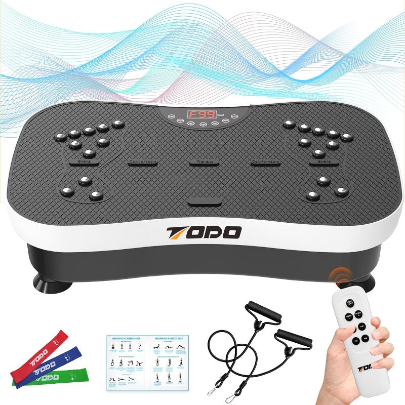 Photo 1 of **** FOR PARTS **** TODO Vibration Plate Exercise Machine Whole Body Vibration Machine with Remote Control for Pain Relief, Lymphatic Drainage, Weight Loss(3 Resistance Loops/Resistance Bands)
