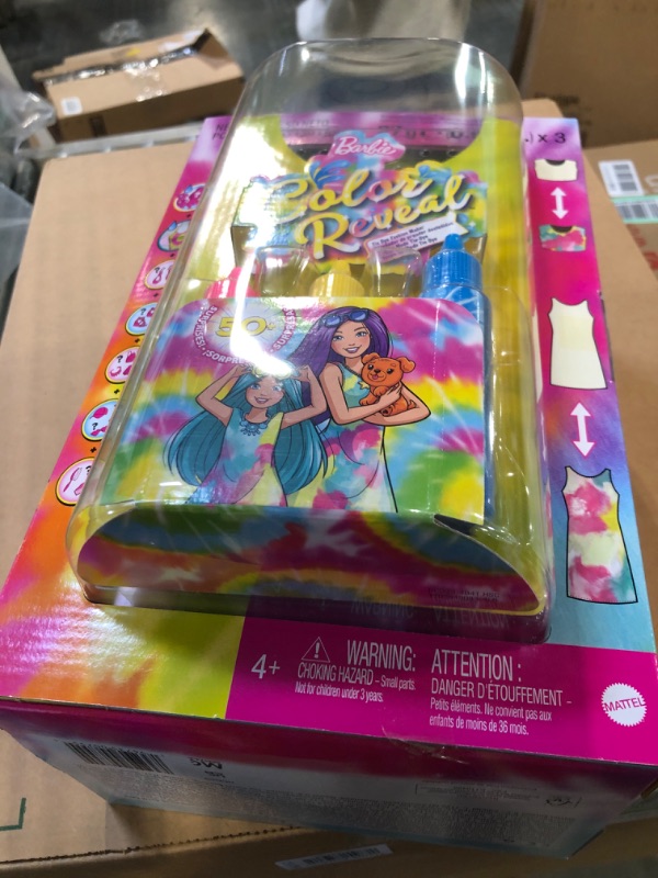 Photo 2 of Barbie Color Reveal Gift Set, Tie-Dye Fashion Maker, Color Reveal Barbie Doll, Chelsea ?Doll and Pet, Tie-Dye Tools and Dye-able Fashions?