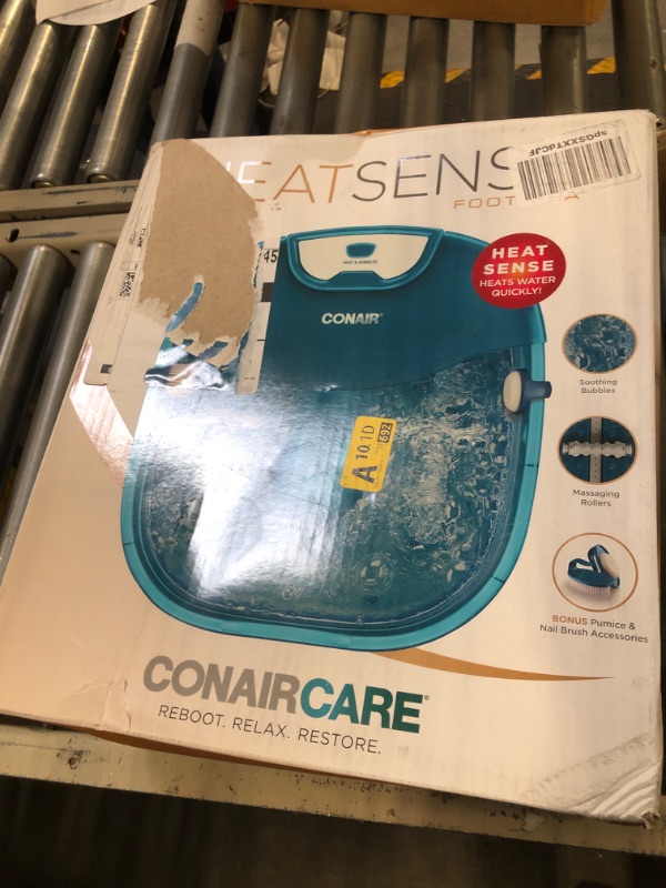 Photo 2 of Conair HEAT SENSE Pedicure Foot Spa Bath with Massaging Foot Rollers, Soothing Bubbles, Pumice and Nail Brush, and Foot Bath Massager with Heat