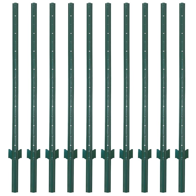 Photo 1 of 3-4-5-6-7 Feet Sturdy Duty Metal Fence Post – Garden U Post for Fencing - 10 Pack